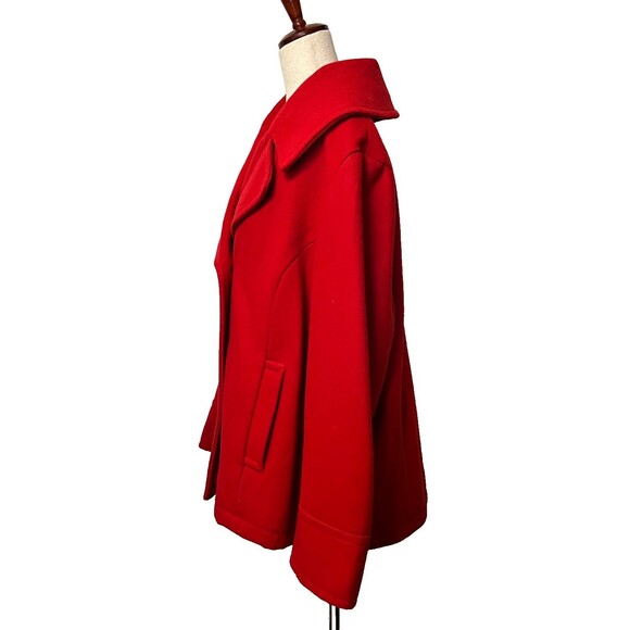 Vtg MERONA Women's Plus Size 24-26W Wool Peacoat Double Breasted Red Winter Warm - Picture 2 of 11